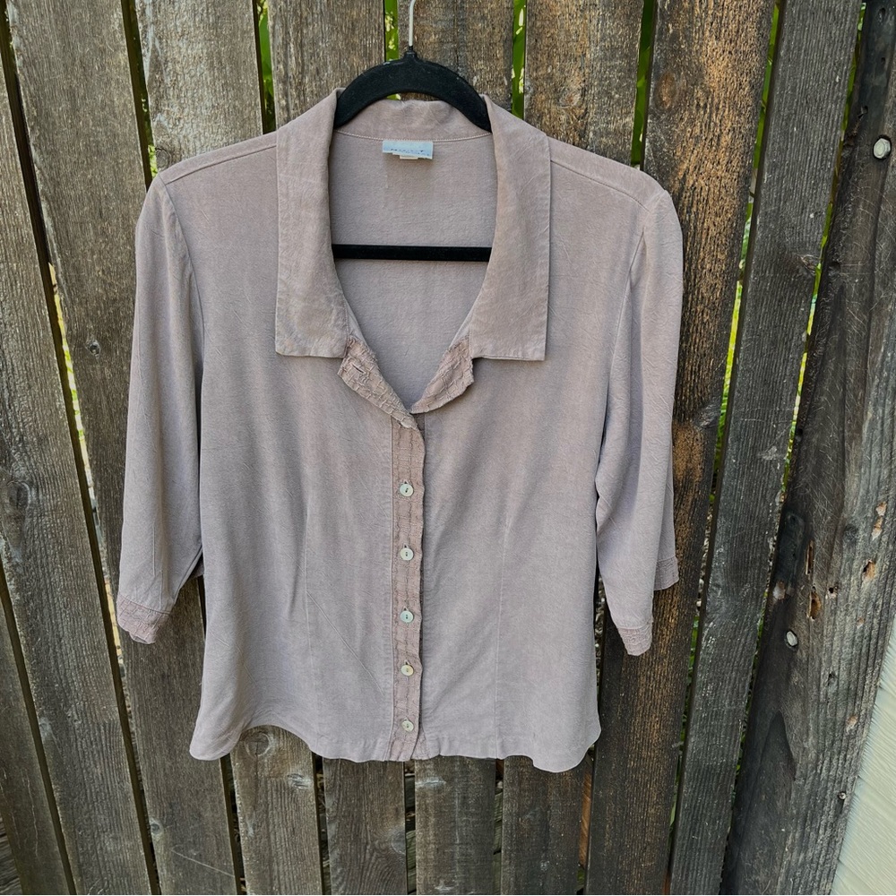 Habitat Tencel Rayon 3/4 Sleeve Button Down Top Sz M
